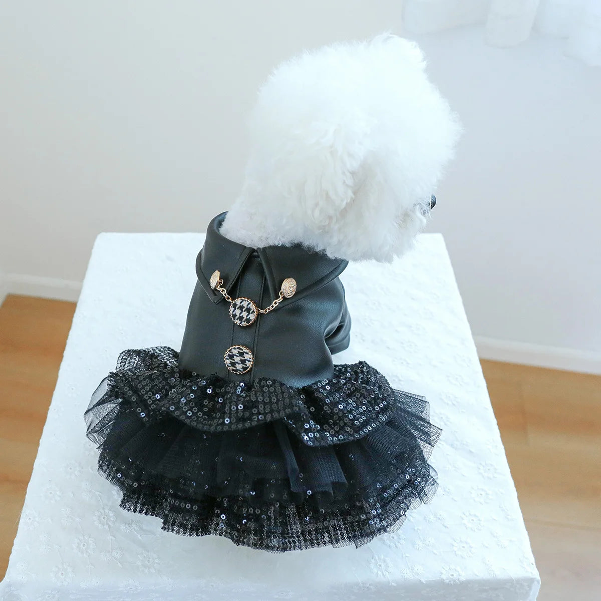 Autumn punk sequin leather Dog Clothing  princess pet dress less dog dress for small to medium dog  Chihuahua Yorkies Dress