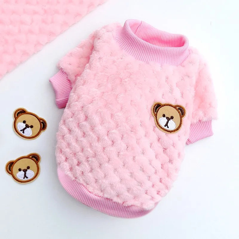 Winter Warm Dog Hoodies Pet Dog Clothes Soft Puppy Pullover Cute Bear Print Cat Sweatshirt Fashion Pet Hoodies Chihuahua Clothes