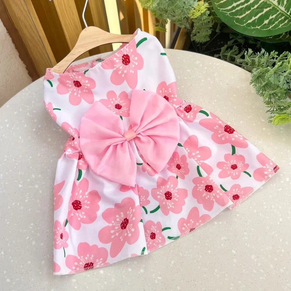 Floral Princess Dress for Dogs Spring Summer Puppy Dresses Sweet Pet Clothing Bichon Yorkshire Cute Printed Dog Cat Thin Skirt