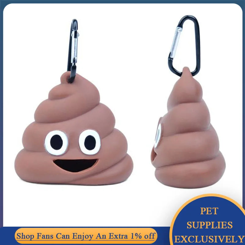 Portable Dog Poop Bags Dispenser Holder Shit-shaped Trash Sack Case Carrier Outdoor Garbage Storage Box for Pet Faeces Cleaning