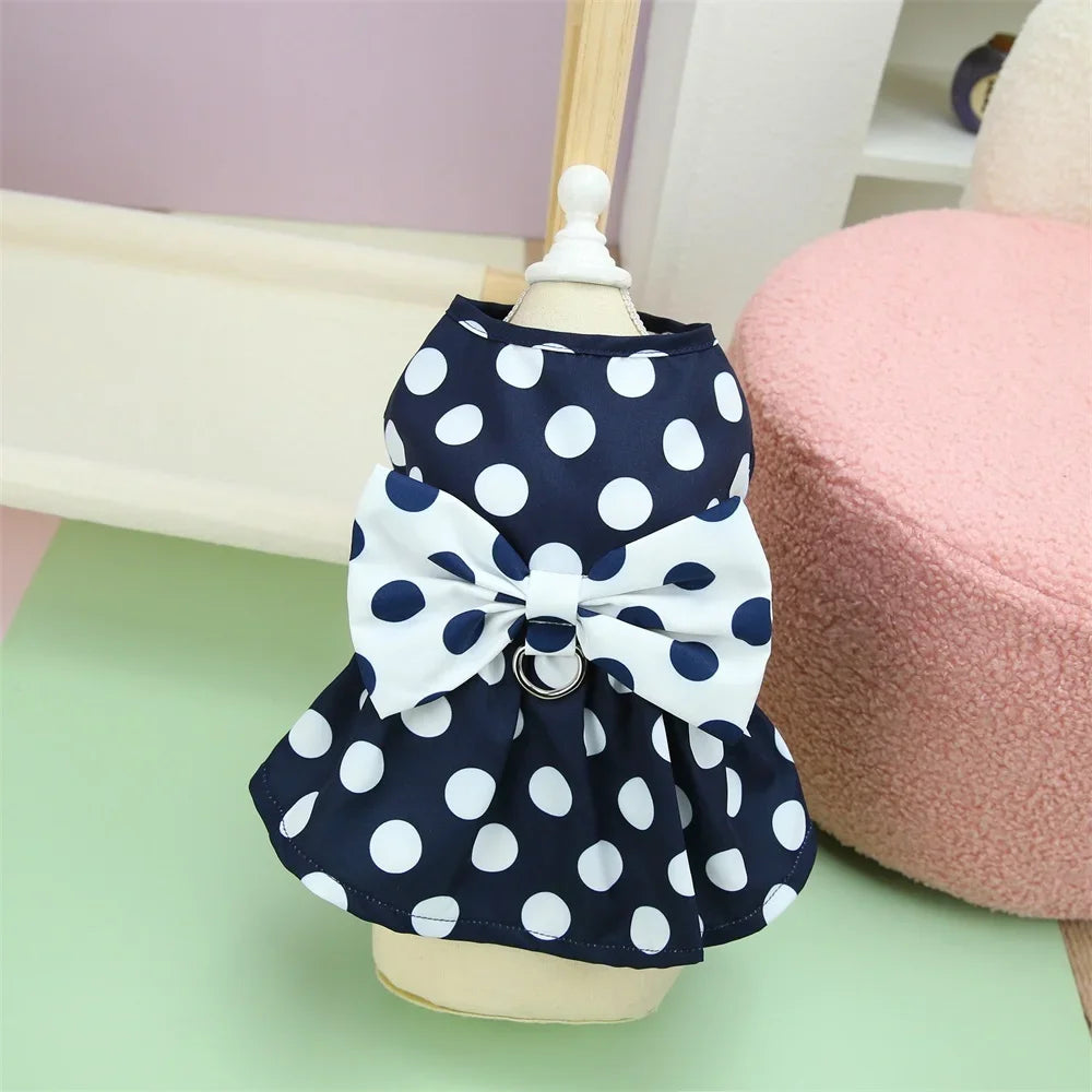 Lovely Dot Pattern Dog Dress for Female Pet Cat Puppy Princess Wedding Party Skirt