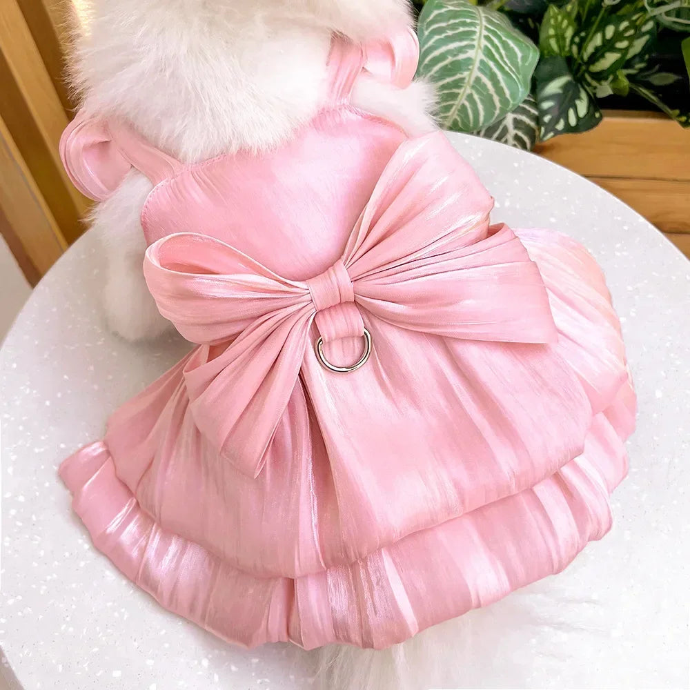 Spring Summer Dog Princess Dress Big Bowknot Pet Skirt for Small Dogs Cats Schnauzer Shih Tzu Puppy Clothing