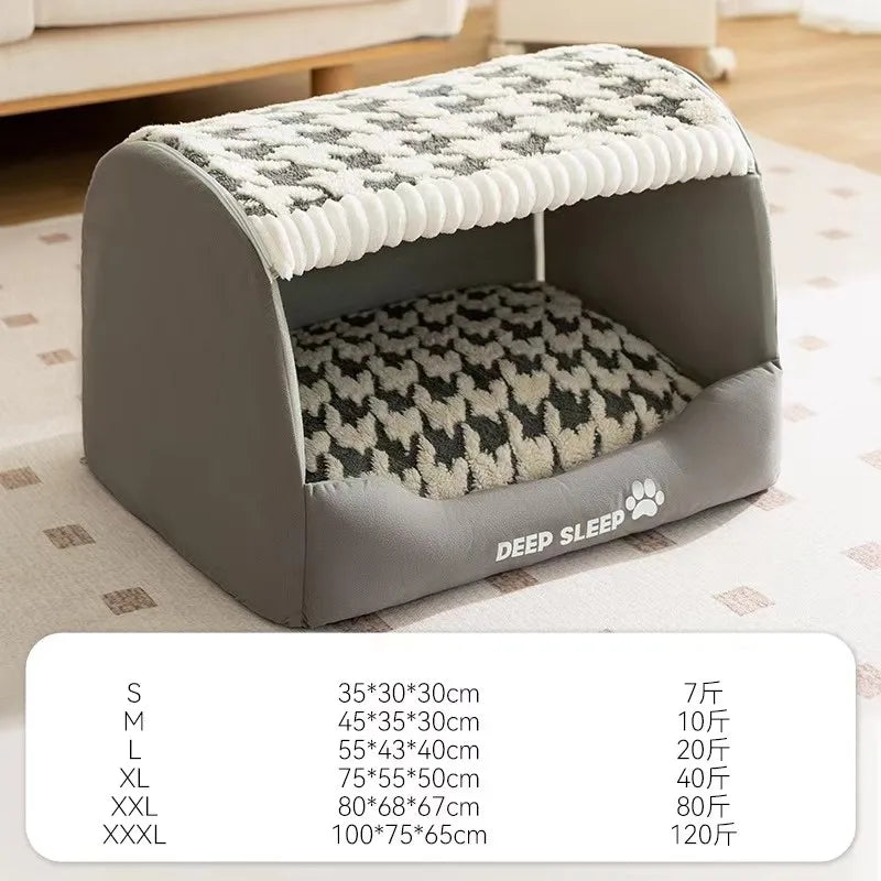 Autumn and Winter Dog Thousand Birds Grid Drawer Dog Kennel Large Dog Large Dog Kennel Deep Sleep Cat Kennel Pet Kennel