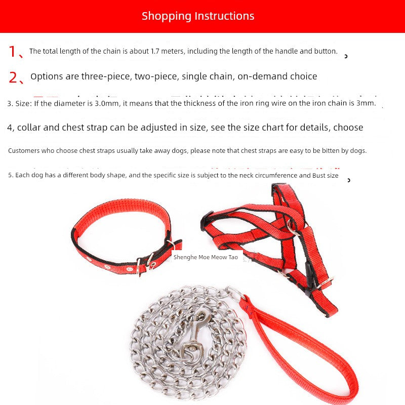 Anti-Bite Teddy Dog Leash Large Collar Iron Chain