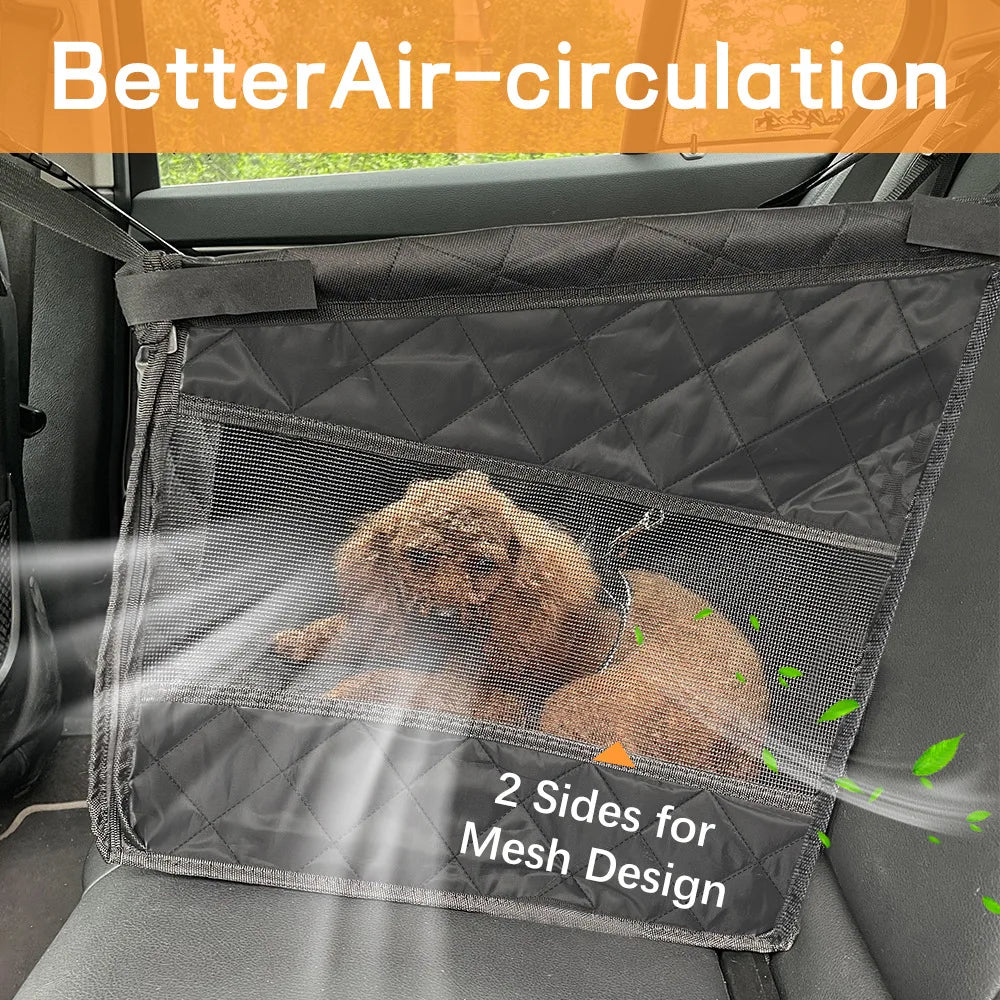 Pet Car Seat Basket with 2 Safety Belts Breathable Secure Rear Dog Car Seat Protector for Cats Dogs Easy-Clean Transparent Mesh