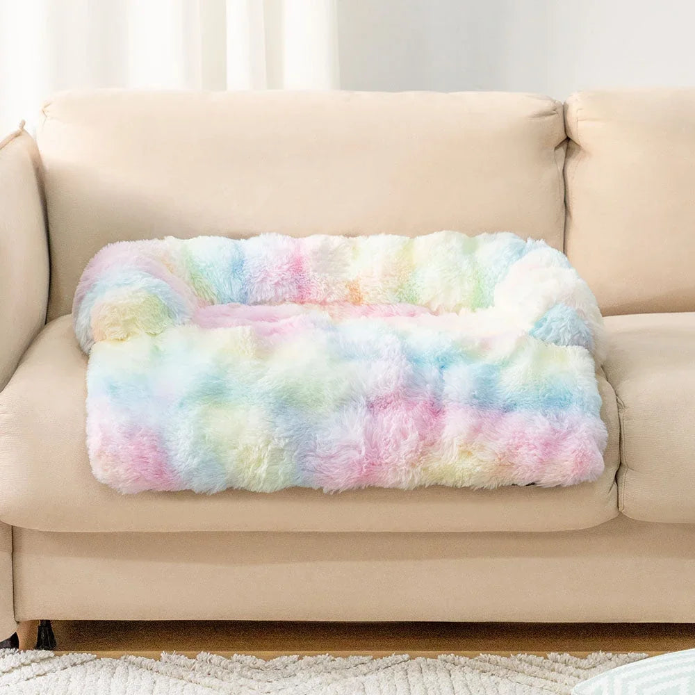 Plush Dog Bed Soft Plush Dog Pad, Sofa Couch Pet Furniture Protector Cover, Washable, Blanket Cushion Dog Kennel