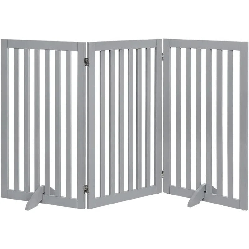 36”H Free Standing Pet Gate for Dog Cat Baby, Tall Wooden Dog Gates for Doorway, Stairs, Foldable Pet Fence for The House