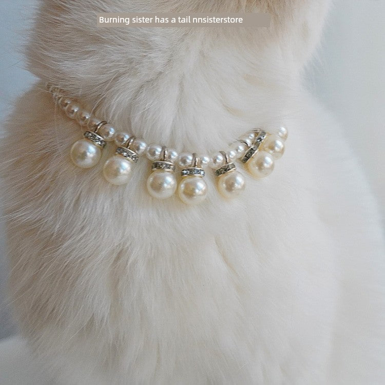 Pearl Necklace French Retro Pet Dog Cat