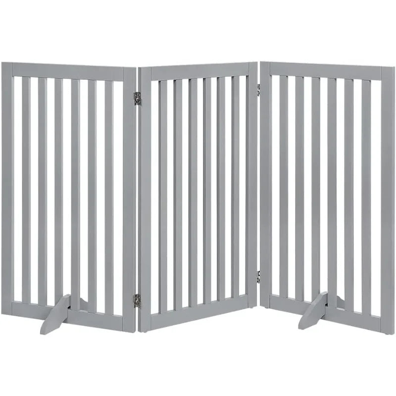 36”H Free Standing Pet Gate for Dog Cat Baby, Tall Wooden Dog Gates for Doorway, Stairs, Foldable Pet Fence for The House