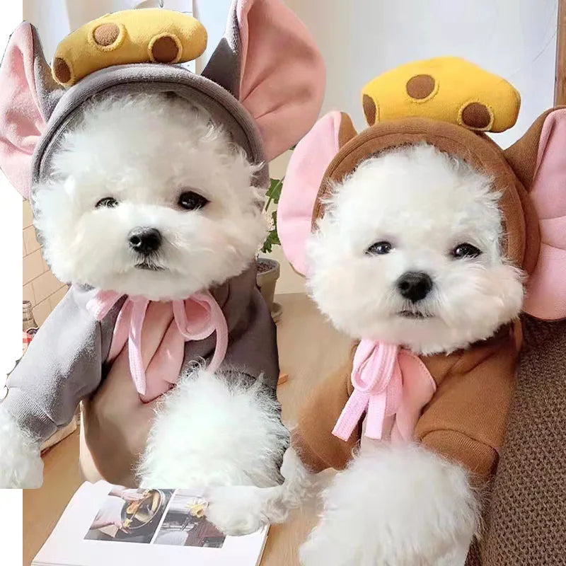 Cute Fruit Dog Clothes Reindeer Small Dogs Hoodies Warm Pet Clothing Puppy Cat Costume Coat Chihuahua Mouse Cheese Jacket Suit