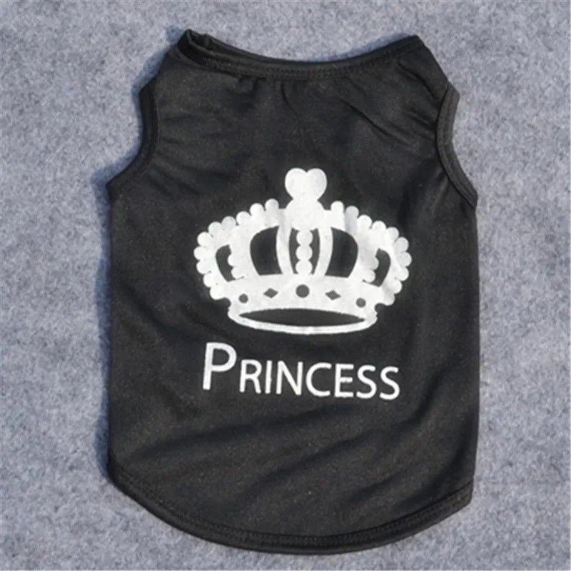 Cool Crown Pattern Princess Clothing for Small Dogs Dog Cat Shirt Puppy Vest Puppy Tee Shirt Summer Clothes Tank Top Pet Apparel