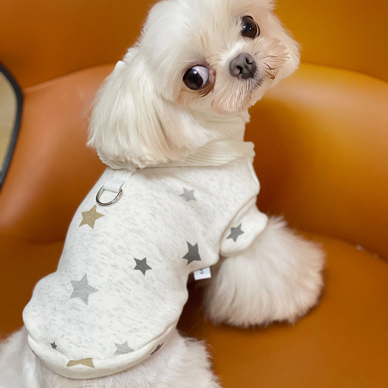 Autumn and Winter Pet Hooded Sweater Cute Star Sweater Dog Bottom Coat Cat Sweater Dog Casual Small Dog Pet Teddy Clothes