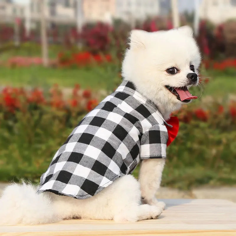 T-shirts classiques pour chiens avec nœud papillon et carreaux - Vêtements d'été fins et respirants pour petits et grands chiens - Chihuahua, chiot, chat - Gilet pour yorkshire