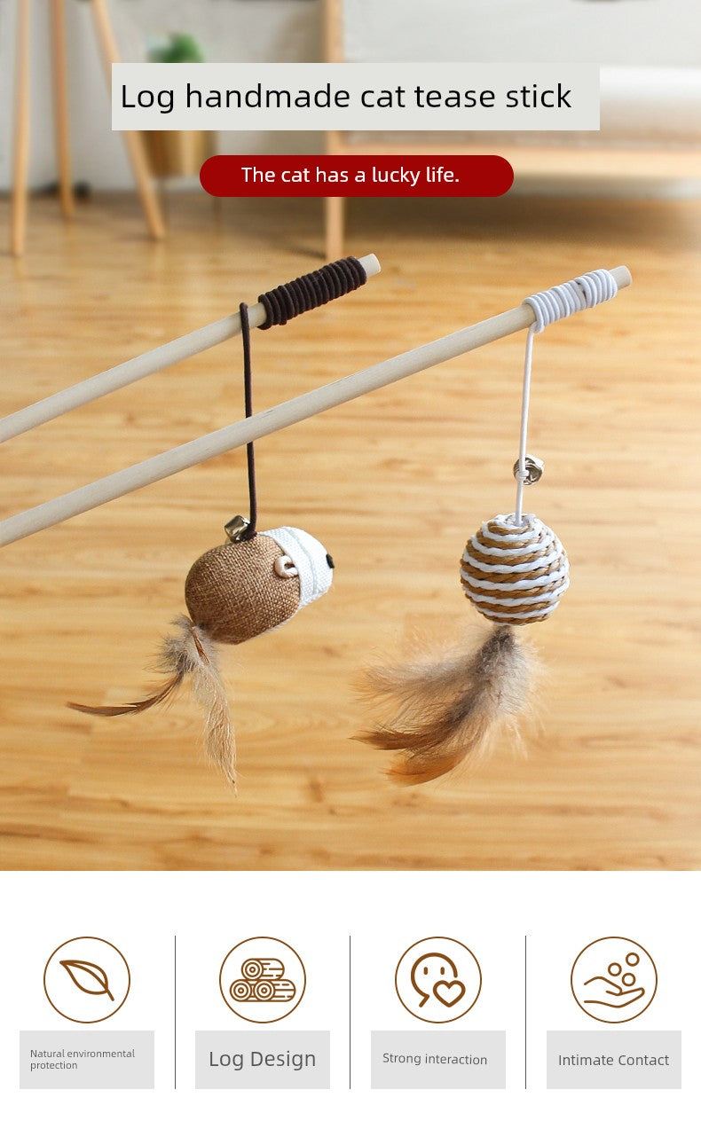 Toy Self-Hi Wooden Mouse Bell Feather Cat