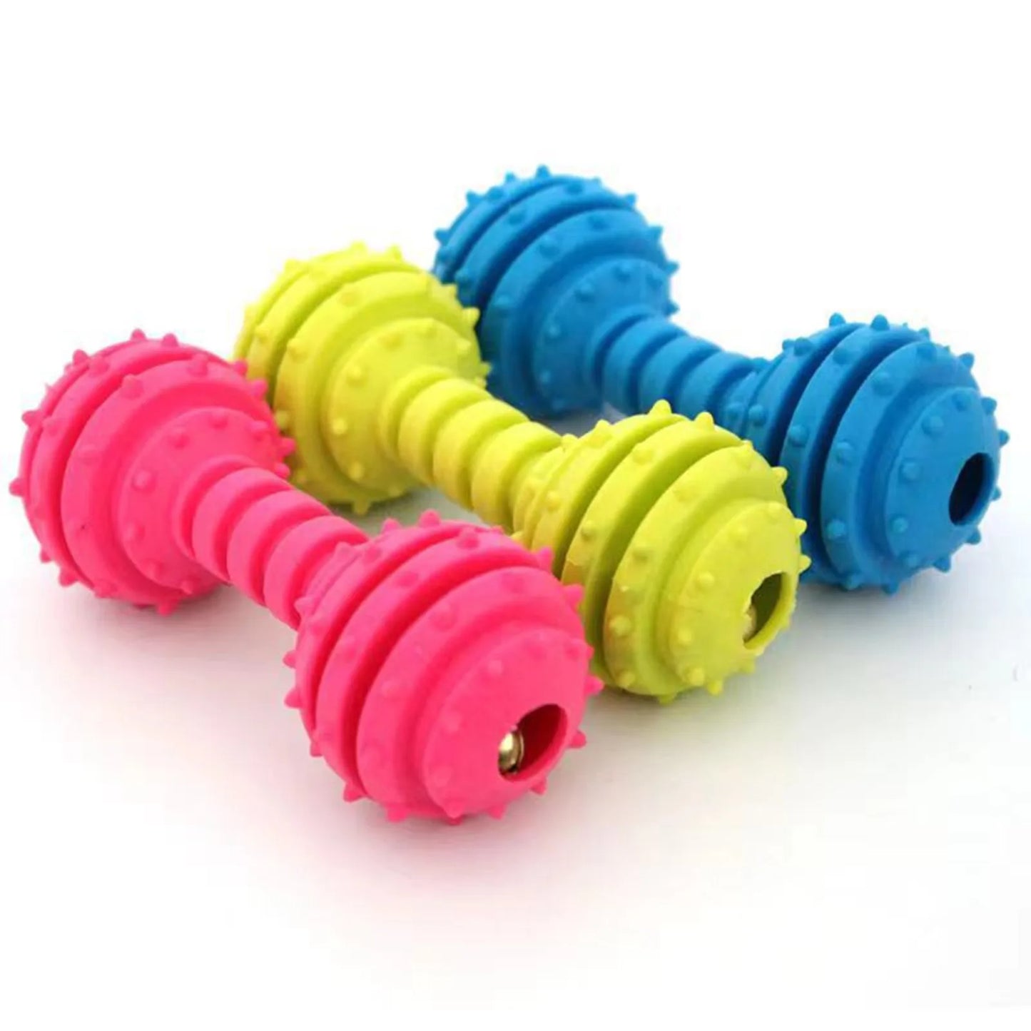 Heavyweight Durable Rubber Dog Chew Toys Dog Chew Bones Long Lasting Dumbbell Shape Green Blue Pink Cat Accessories