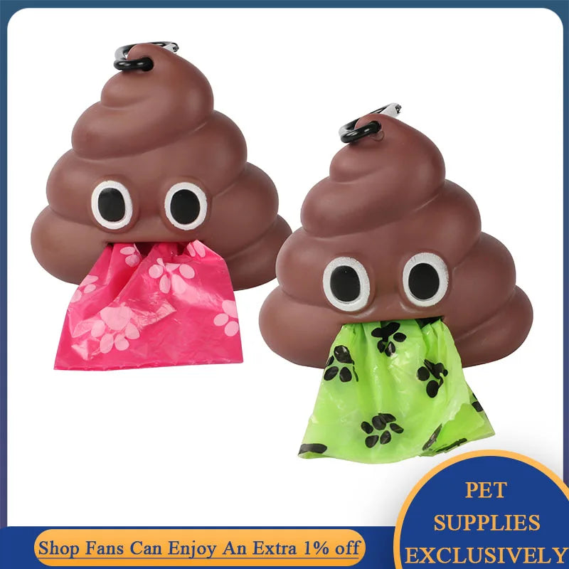 Portable Dog Poop Bags Dispenser Holder Shit-shaped Trash Sack Case Carrier Outdoor Garbage Storage Box for Pet Faeces Cleaning