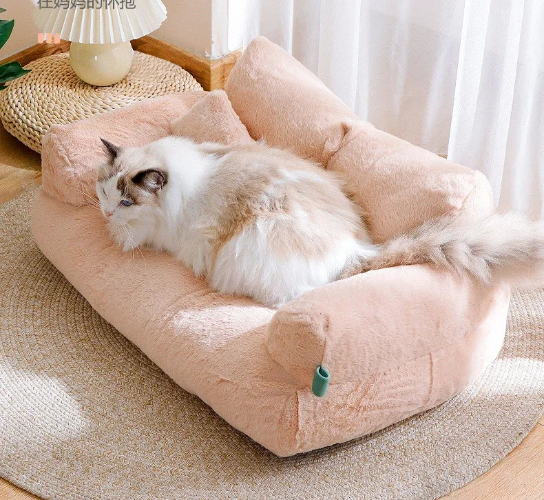 Winter Cat House Plush Dog Sofa Beds Washable Warm Pet Dog Nest Cat Beds Thicken Comfortable Cat Cushion Dog Sleep Cat Furniture