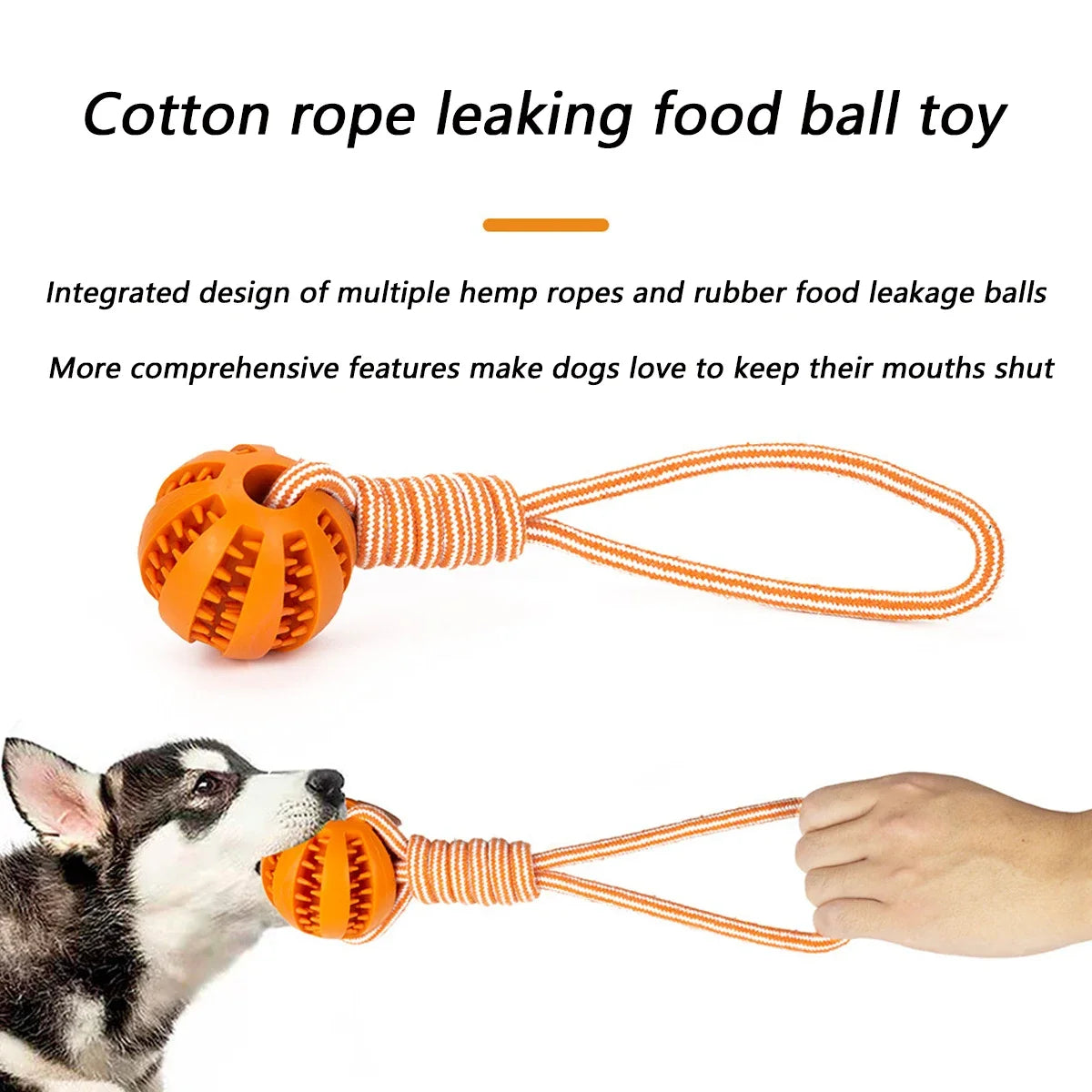 Dog Toys Balls Interactive Treat Rope Rubber Leaking Balls for Small Medium Dogs Chewing Bite Resistant Pet Tooth Cleaning