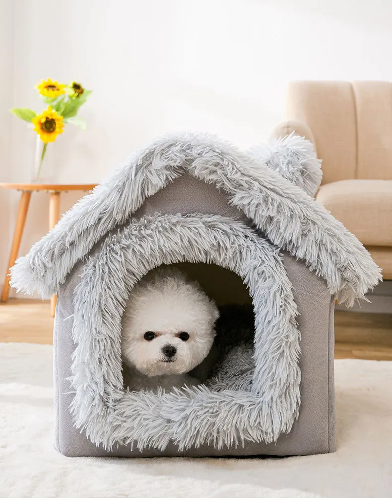 Medium Dog Kennel Indoor Soft Comfortable Puppy House Removable Small Dog Bed Cave Winter Warm Pet Sleeping Mat Portable