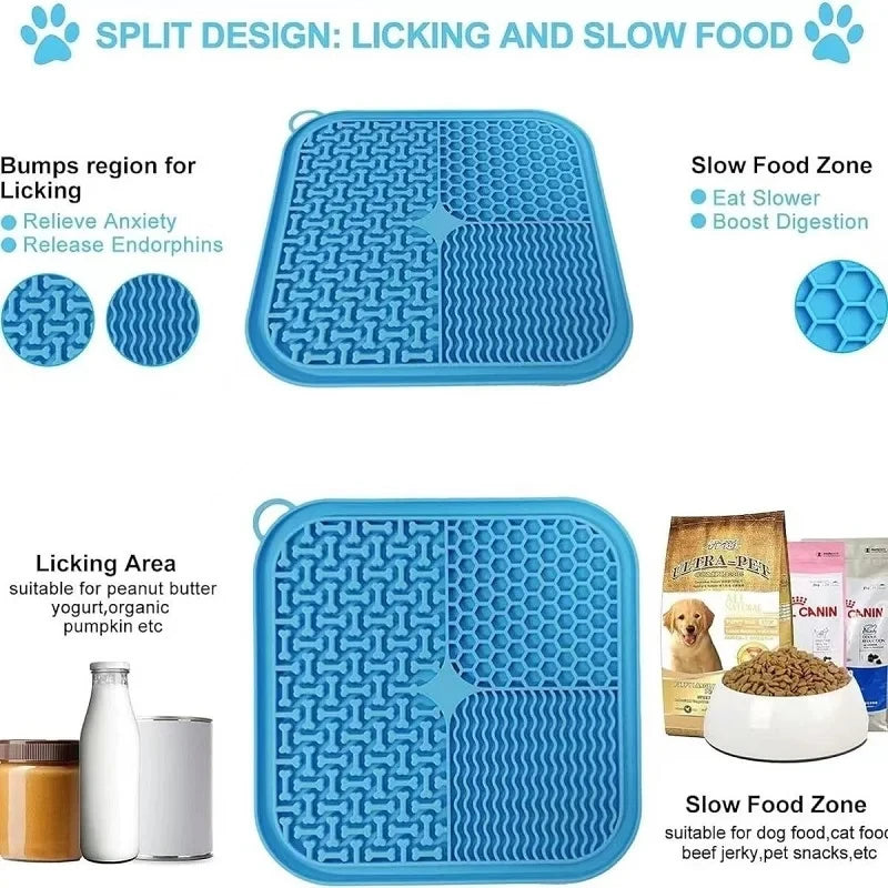 Dog Licking Mat Slow Food Mat Drizzling Licking Pad Suction Cup Slow Food Mat Silicone Slow Food Mat Pet Dog Licking Mat