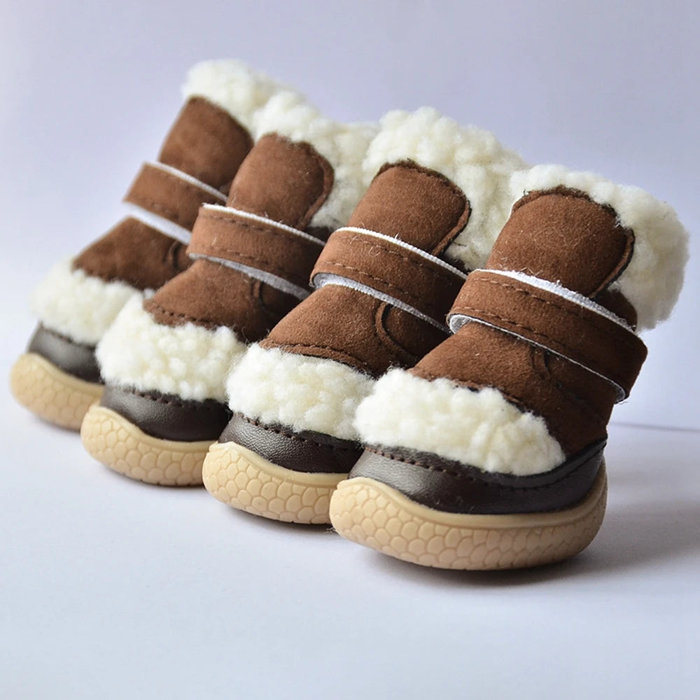 4Pcs/Set Pet Shoes Non Slip Wear Resistant For Small Medium Dogs Outdoor Winter Warm Snow Boots for Puppy French Bulldog Shoes