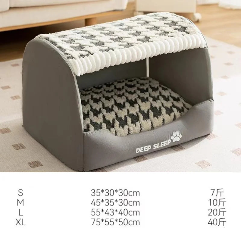 Autumn and Winter Dog Thousand Birds Grid Drawer Dog Kennel Large Dog Large Dog Kennel Deep Sleep Cat Kennel Pet Kennel