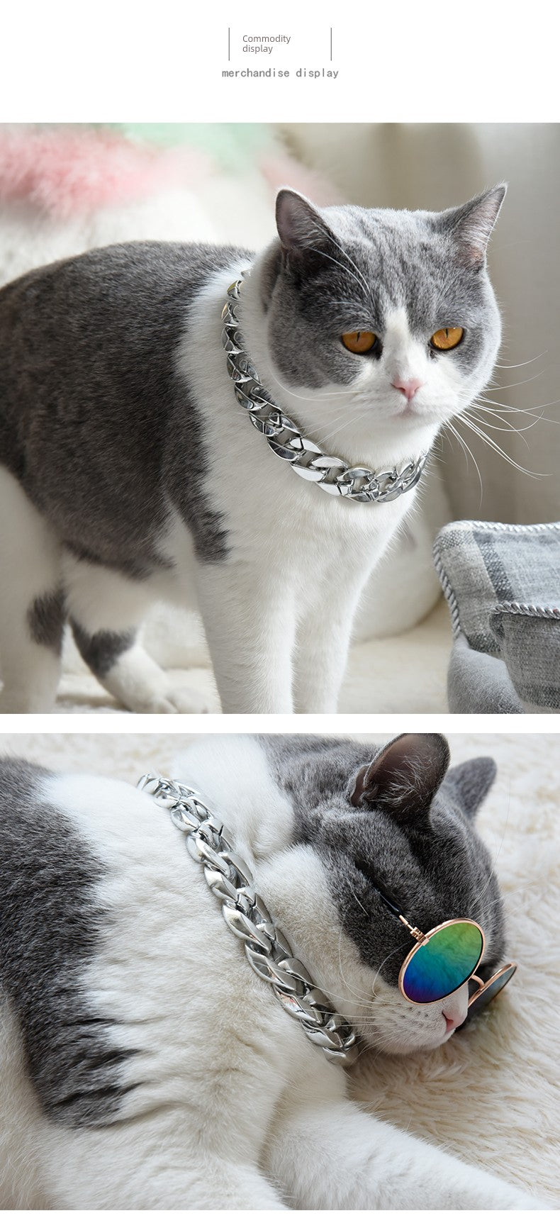 Silver Necklace Cat Gold Pet Dog