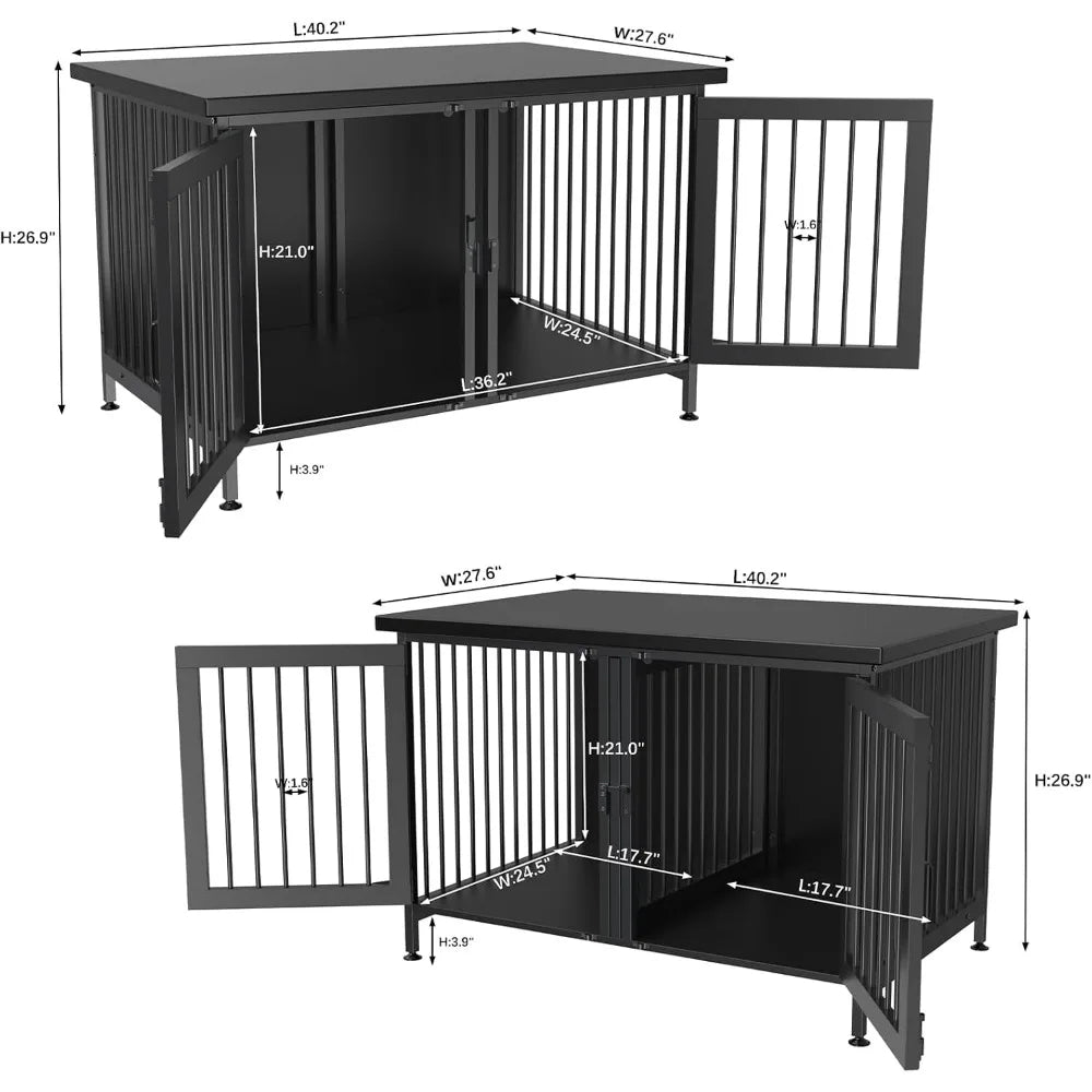 Cage double pour chien avec séparateur pour 2 petits chiens ou 1 chien, cage d'intérieur pour chenil avec panneau amovible (dimensions intérieures : 36,2 po l x 24,5 po P x 21 po H)