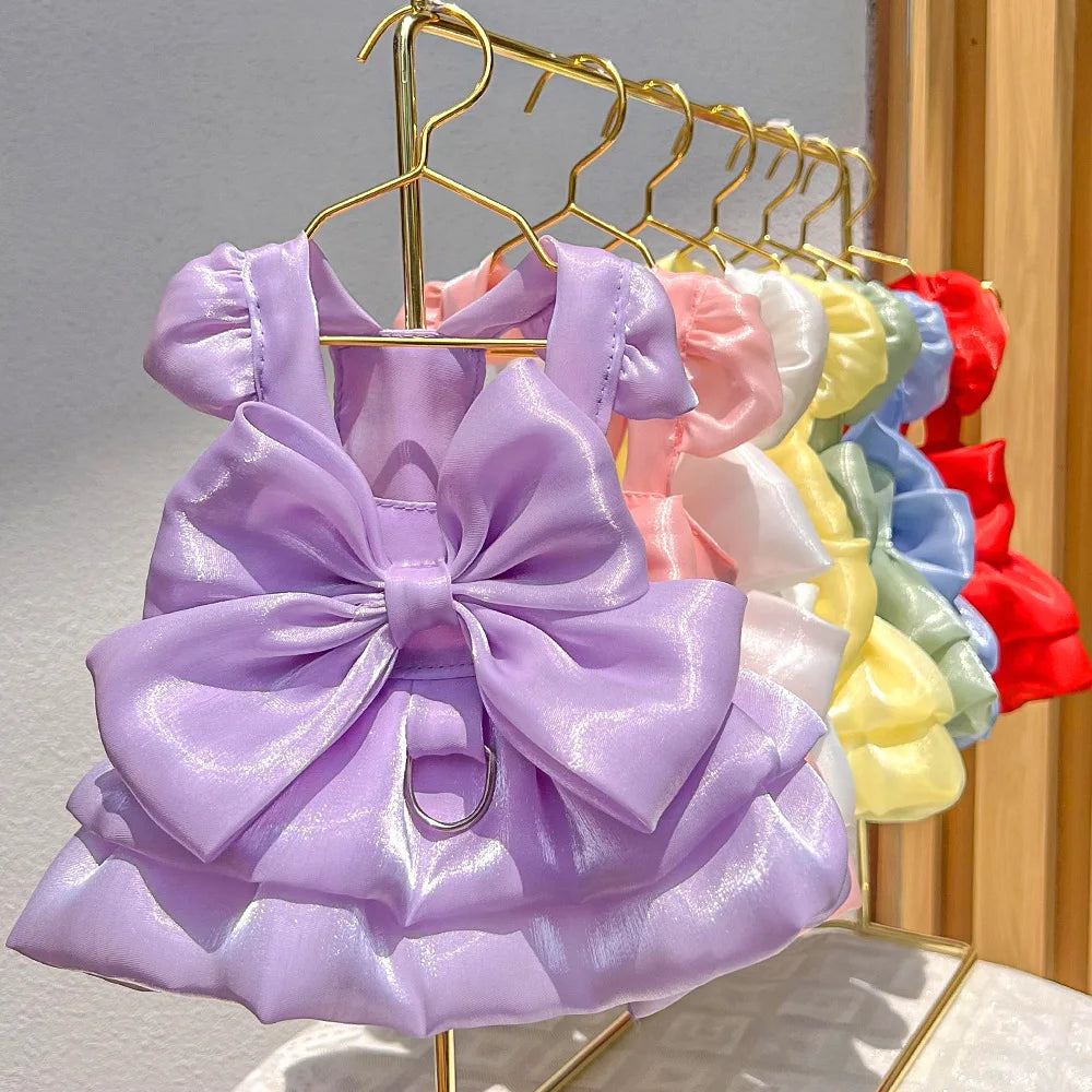 Pet Wedding Dress Dress Bow Skirt Dog Cat Clothing Pull Teddy Bears Spring/Summer Puppy Clothes Dog Clothes for Small Dogs