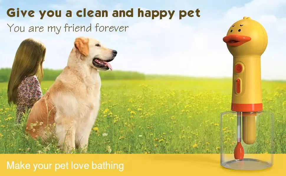 Electric Dog Shampoo Dispenser Dog Shampoo Sprayer Duck Shampoo Foamer for Pet, Foaming Soap Dispenser for Bathtub, Kitchen Sink