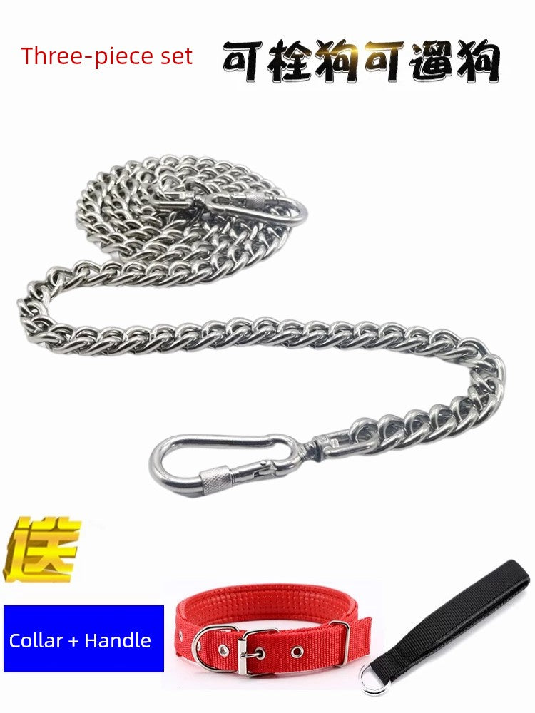 Collar Border Collie Anti-Bite Iron Chain Dog Hand Holding Rope