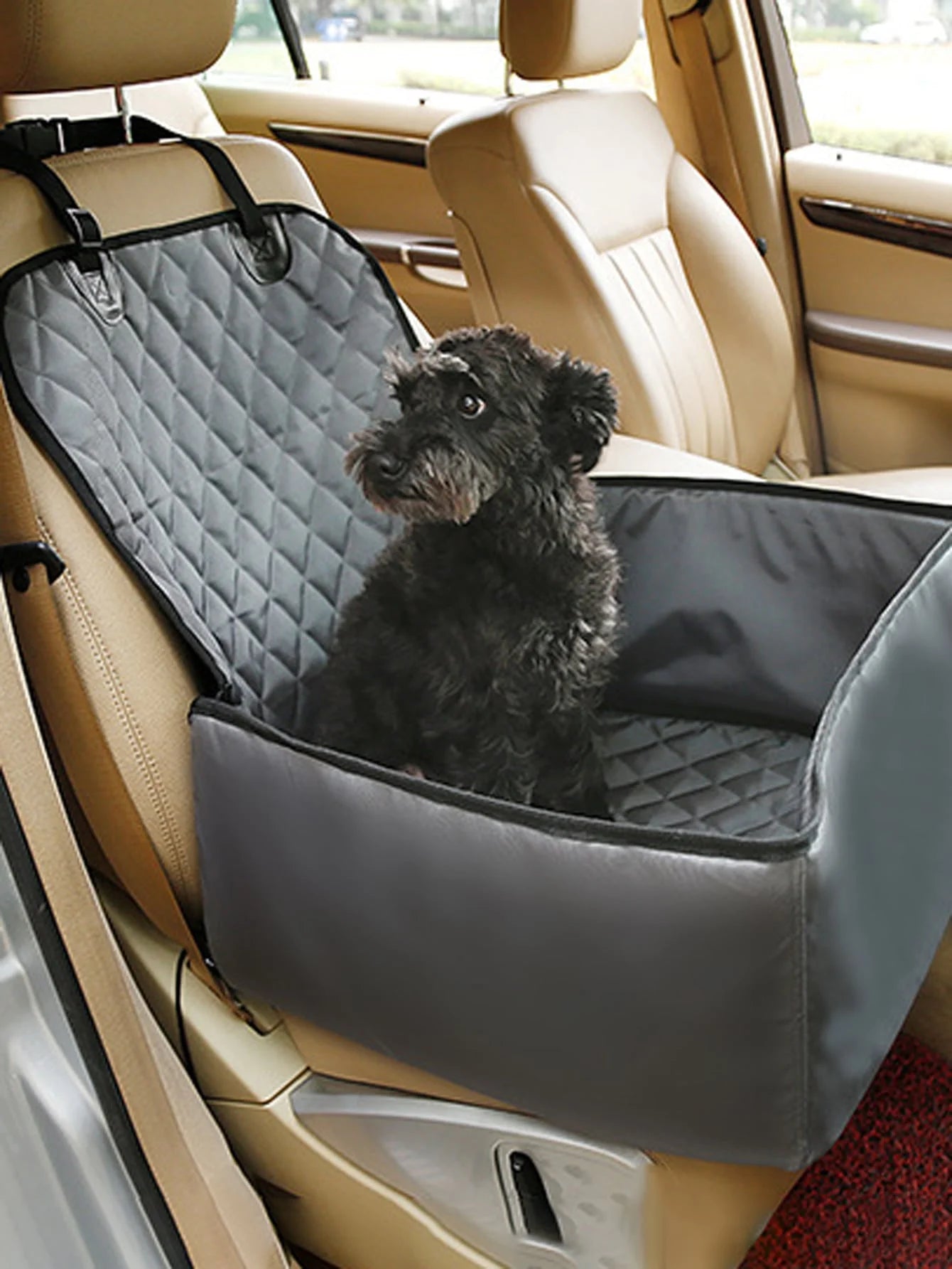 1pc-Breathable pet car hanging bag with waterproof seat cushion - keeping your dog comfortable and safe while riding