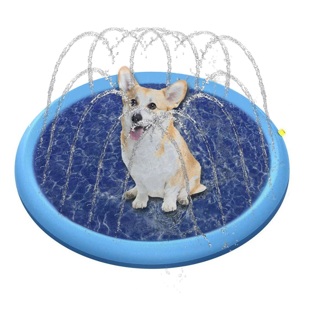 Alfombrilla rociadora de agua inflable para perros, para verano, para jugar en la bañera, para piscina, juguetes para perros al aire libre, almohadilla rociadora para mascotas