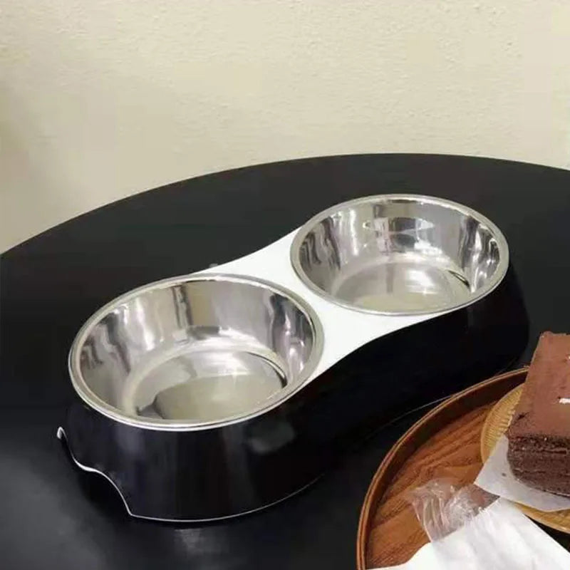 Luxury Stainless Steel Dog Bowls Non Slip Designer Pet Food Water Feeder Set Pet Bowls With Placemat