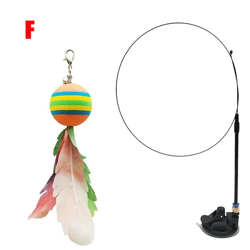 Interactive Cat Toy Funny Feather Bird with Bell Cat Stick Toy for Kitten Playing Teaser Wand Toy Cat Supplies