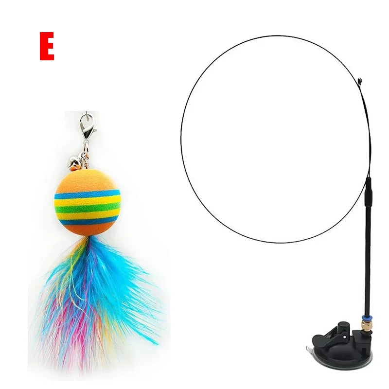 Interactive Cat Toy Funny Feather Bird with Bell Cat Stick Toy for Kitten Playing Teaser Wand Toy Cat Supplies