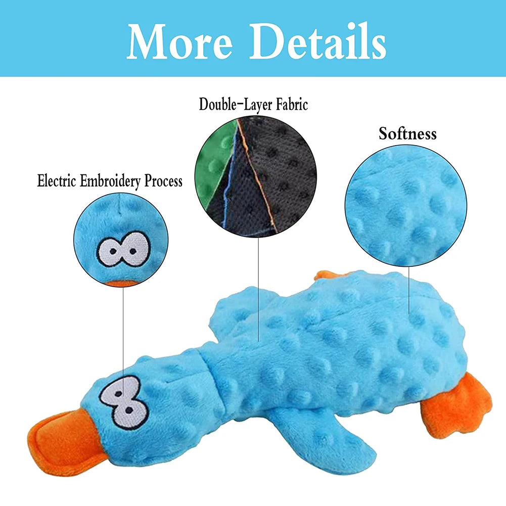 Squeaky Dog Toys Soft Duck Crinkle Plush Dog Chew Toys for Chewers Durable Interactive Dog Toys for Puppy Medium and Large Dogs