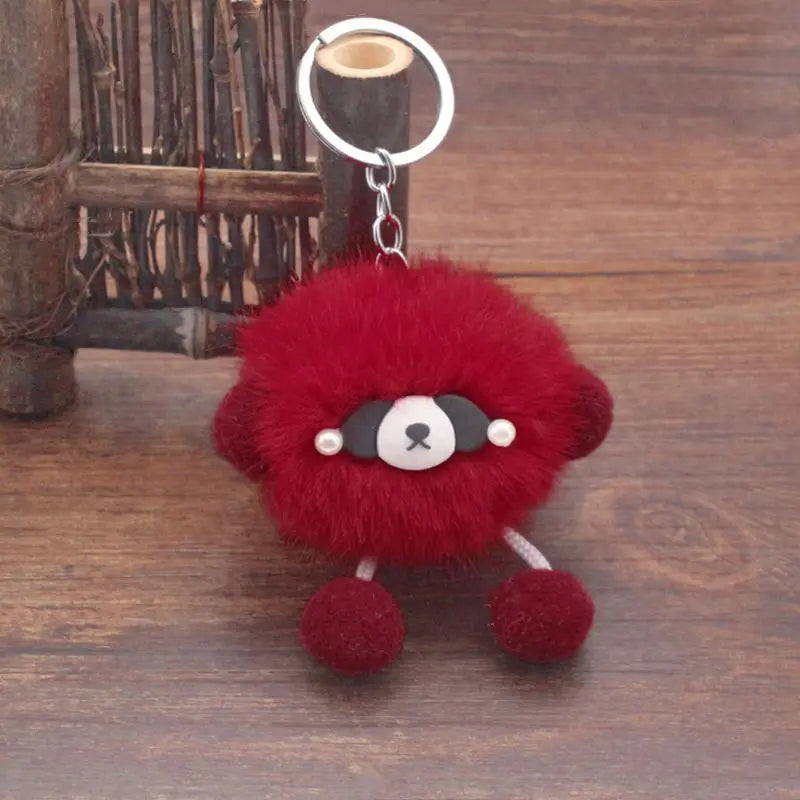 1Pcs Plush Dumb Bear Keychain Animal Pendant Keyring Pets Doll Gift Handbag Key Holder DIY Jewelry Clothing Crafts Accessory