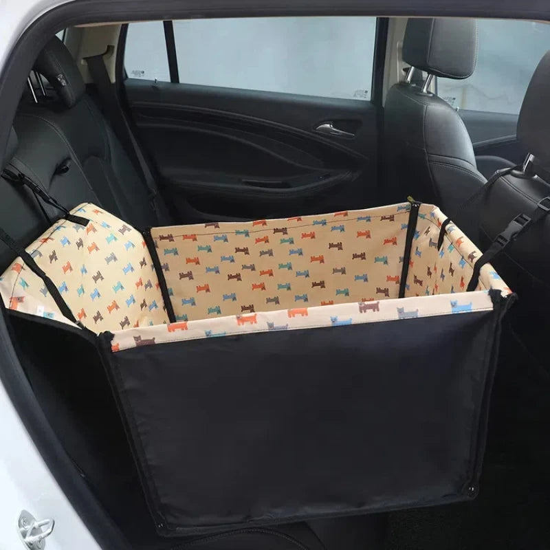 Foldable Dog Car Seat Cover Hanging Bag with Zipper Scratch & Hair Resistant Pet Back Seat Carriers Protector for Cars Truck SUV