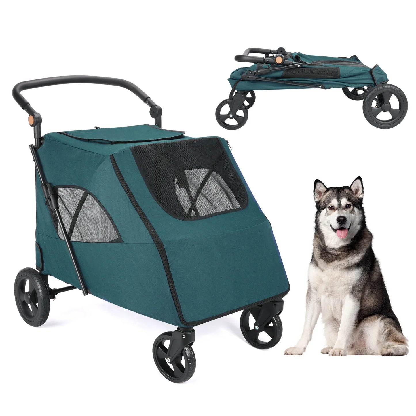 ﻿ Wedyvko Medium or larger Pet Stroller 4-Wheel Dog Travel Stroller Jogger for Cat Pet Suplies Outdoor carrinho de bebe