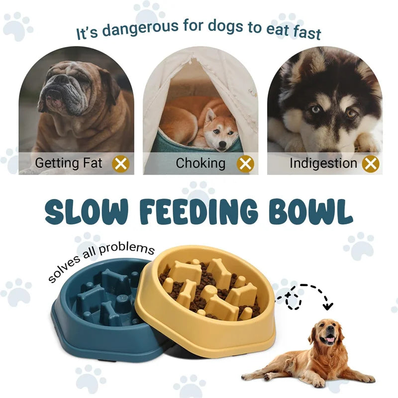 Dog Slow Feeder Bowl Anti-choking Food Bowl for Dogs Slow Eating Dog Feeders Healthy Diet Pet Bowl Feeding Supplies