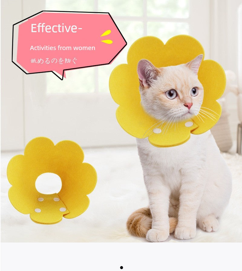 Elizabeth Ring Pet Dog Cat Felt SUNFLOWER Snap Collar Anti-Licking Wound Neck Sterilization Shame Ring