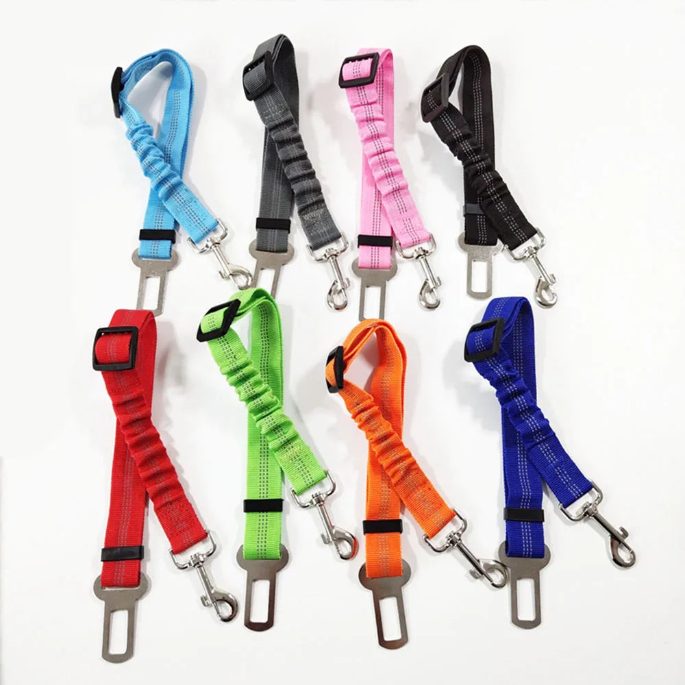 Pet Dog Car Seat Belt Retractable Buffer Elastic Reflective Safety Traction Rope Dog Leash Harness Dogs Dog Accessories Supplies