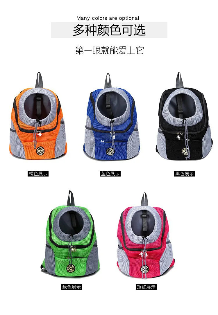 New Double Shoulder Portable Travel Backpack Outdoor Pet Dog Carrier Bag Pet Dog Front Bag Mesh Backpack Foldable Cat Carrier