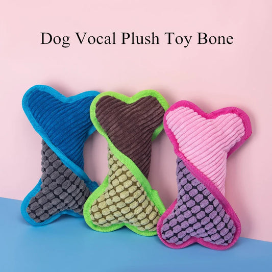 Stuffed Raw Dog Vocal Plush Squeaker Toys Bone For Pet Resistant Dogs Small Puppy Interactive Bones Dog Bite Chew Toy Supplier