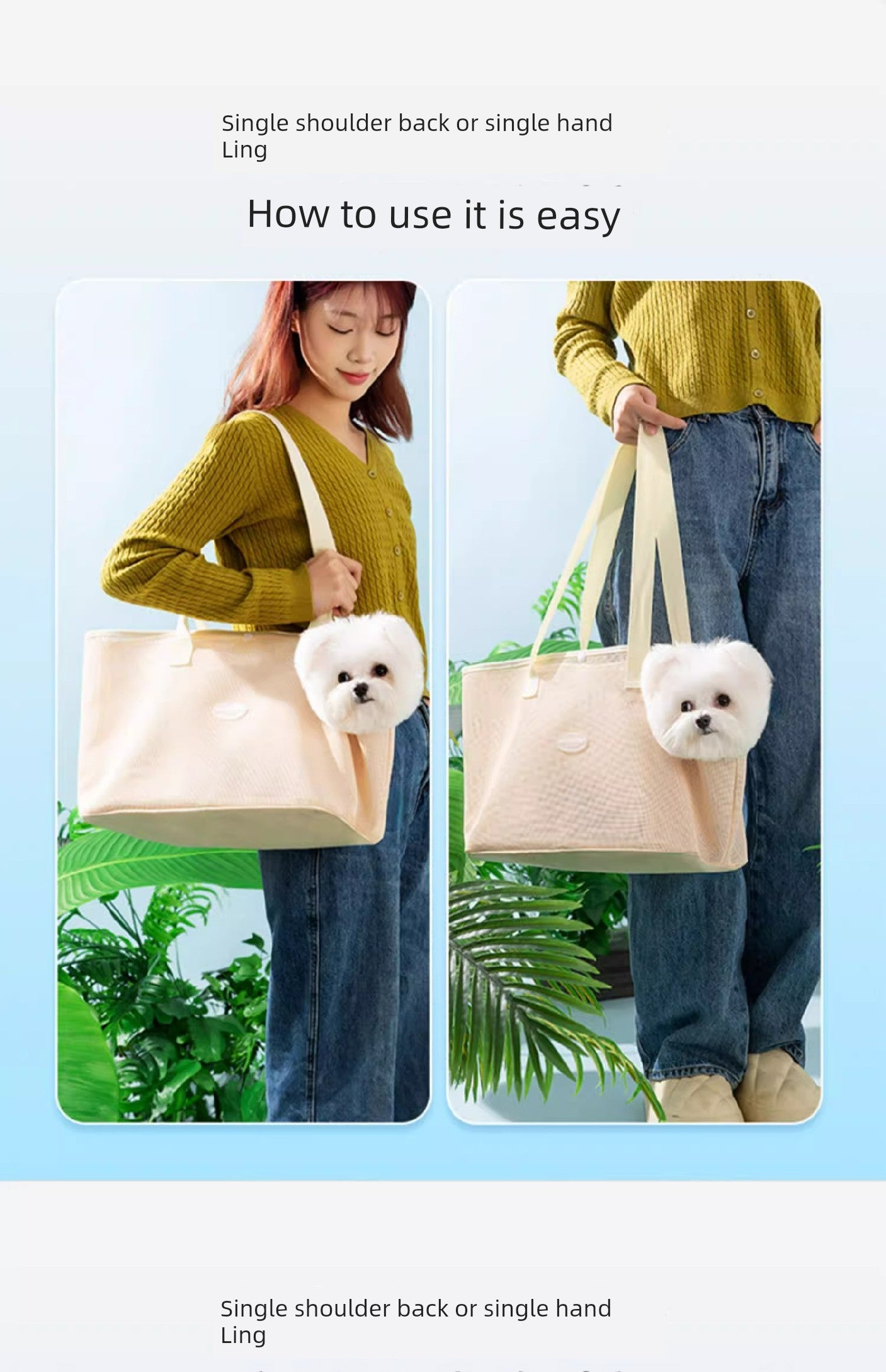 Portable Summer Cat Bag Breathable Handy Gadget All-Match Bag Dog