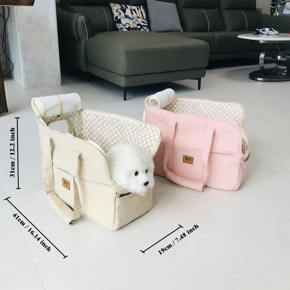 Portable Pet Travel Carrier Tote Bag for Cat, Breathable Dog Travel Bag Carrier Shoulder Bag Carrier Car Seat  bed safe Travel