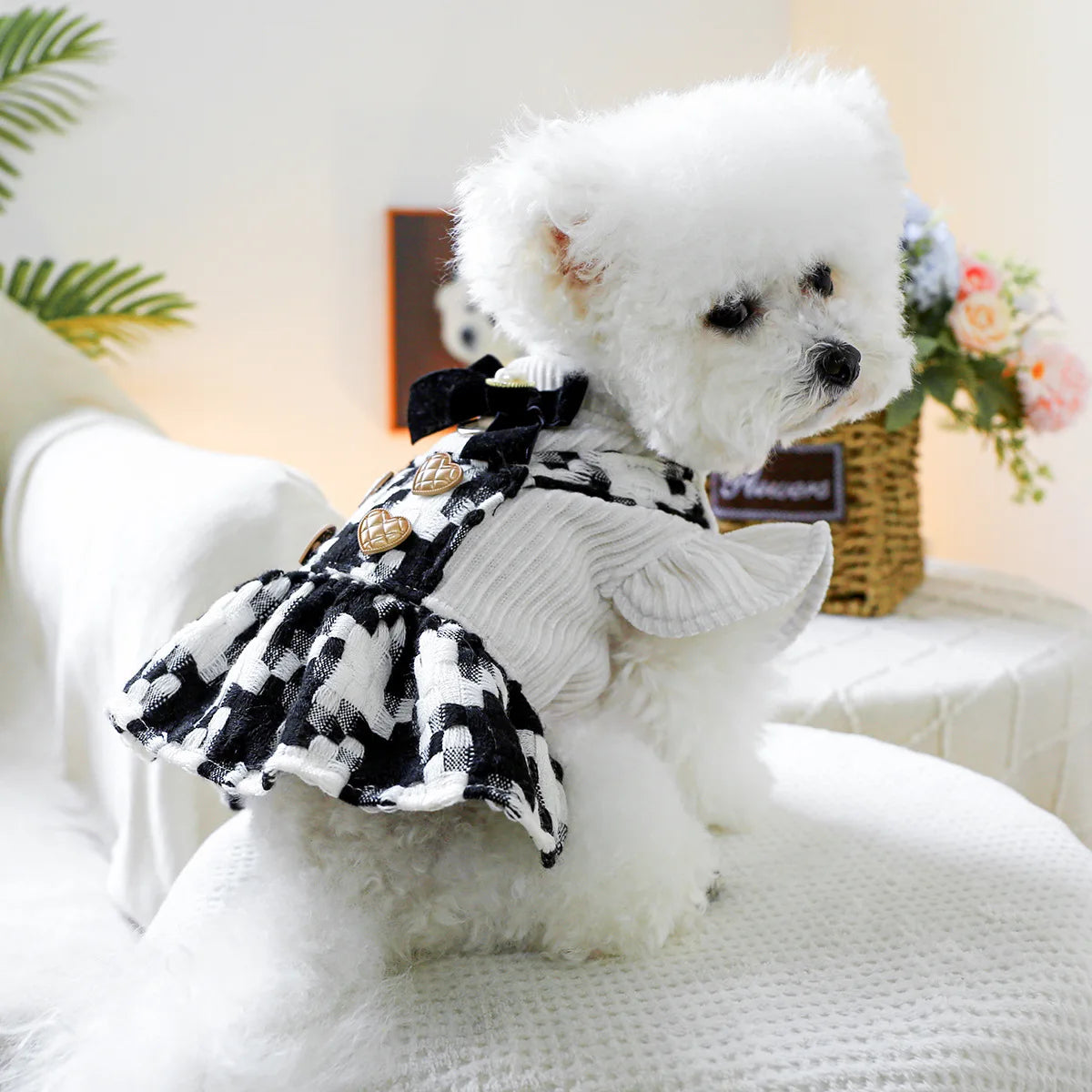 Luxury Black Dog Harness Dresses Clothes For Small Pet Autumn Winter Puppy Maltese Chihuahua Party Uniform Outfit XS XL Products