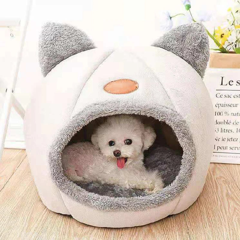 Nueva cama para gatos de invierno con comodidad para dormir profundamente, pequeña colchoneta, cesta para perros pequeños, productos para mascotas, tienda de campaña, cueva acogedora, nido para interiores, cama para gatos