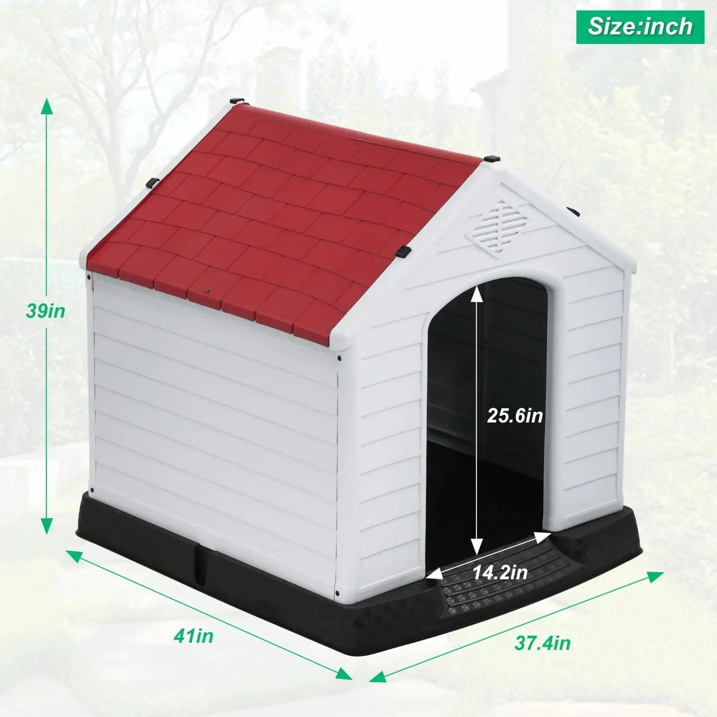 FDW Dog House Indoor Outdoor Durable Ventilate Waterproof Pet Plastic Dog House for Small Medium Large Dogs Insulated Puppy